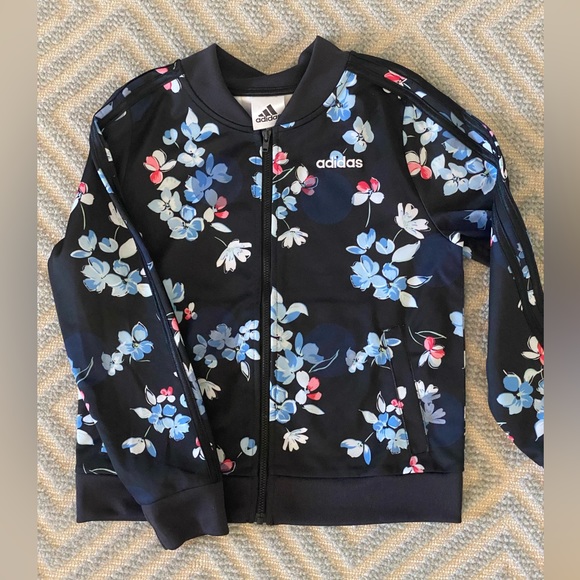 Adidas Tricot Black Printed Track Suit, Size M (10/12) - Picture 3 of 6